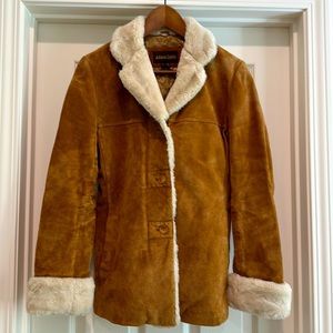 Like new Suede coat with soft faux fur accents